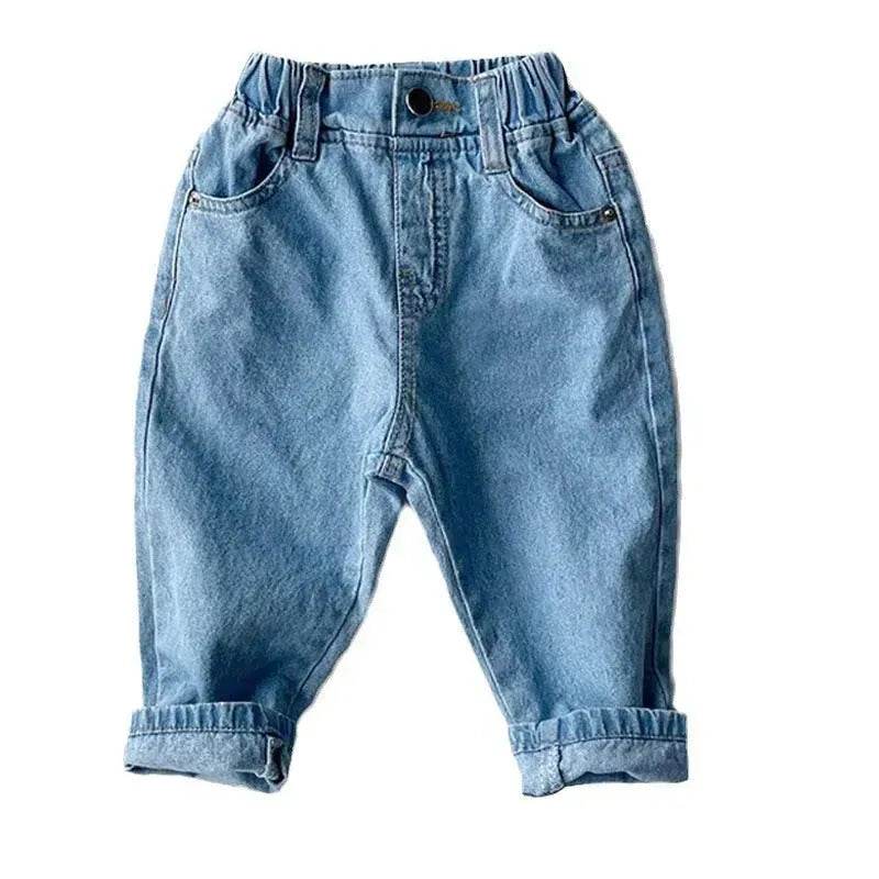 Children's Neutral New Simple Fashion Easy To Match Elastic Waist Casual Denim Trousers for kids - www.Shopthatapp.com