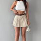 Women's Fashion Solid Color High Waist Mini Skort - www.Shopthatapp.com