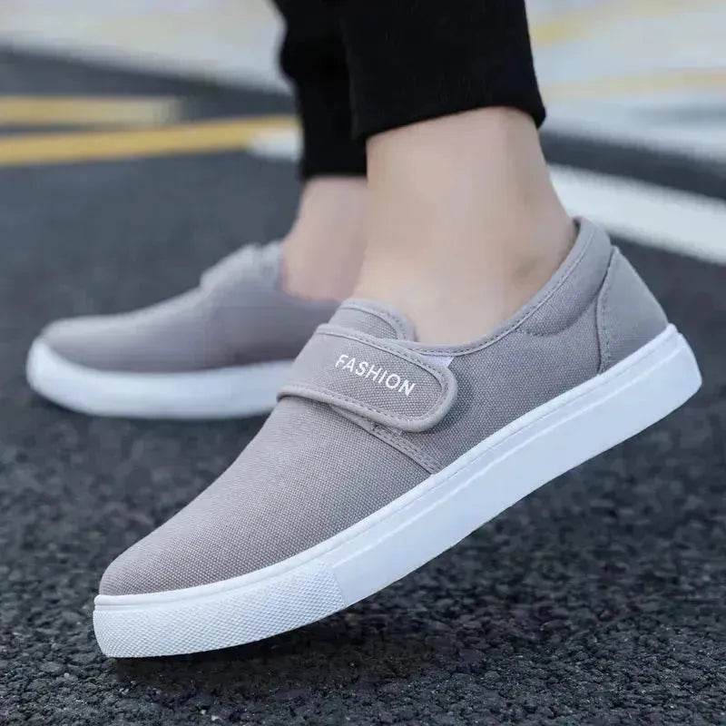 Canvas Flat Shoes Men Velcro Fashion Casual Unisex Sneakers - www.Shopthatapp.com