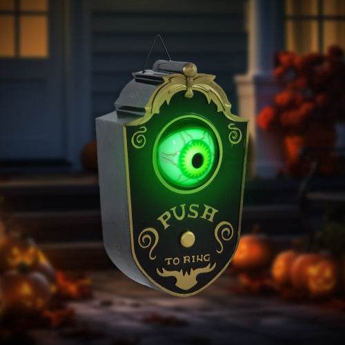 HOMCOM 7.1 Halloween Decoration, Animatronic Doorbell With Simulation Light-up Eyeball, Sound And Motion Activated Animated Prop W  Piercing Doorbell Sound - www.Shopthatapp.com