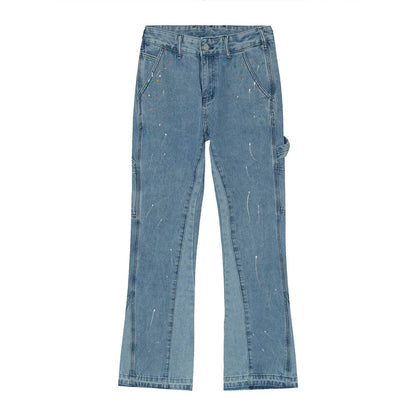 Reconstructed Splatter Denim Jeans pant fashion men - www.Shopthatapp.com