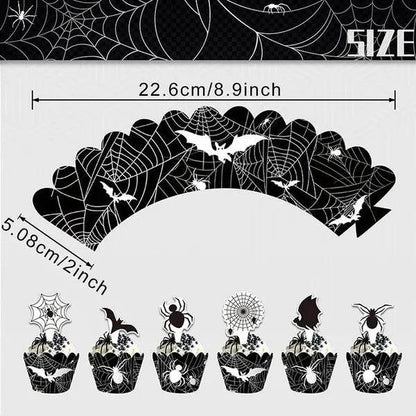 3 Tier Halloween Cupcake Stand Black Spider Web Cardboard Cupcake Stand Spider Bat Cupcake Toppers Halloween Cupcake Holder Tower For Halloween Birthday Party Supplies - www.Shopthatapp.com