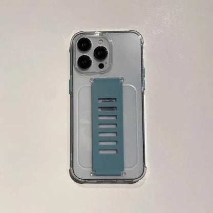 Transparent Case Wrist Strap Bracket Non-slip Phone Case - www.Shopthatapp.com