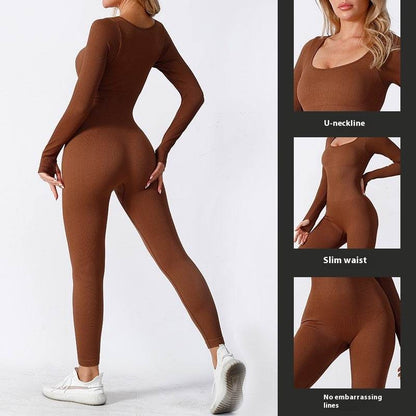Seamless Long Sleeve Yoga Jumpsuit Bodycon Women Activewear Athleisure Romper - www.Shopthatapp.com