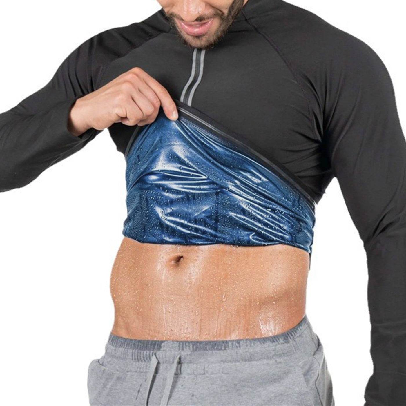 Men's Zip Compression sweat Sauna Vest Long Sleeve Sleeve - www.Shopthatapp.com
