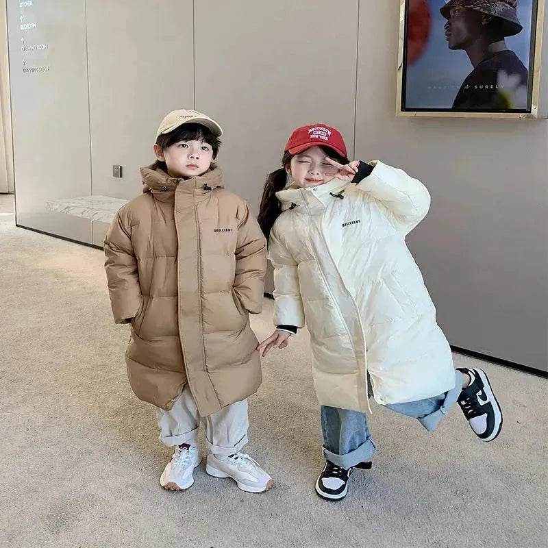 Children's Mid-length Down Jacket Thickened Winter Jacket  for kids - www.Shopthatapp.com