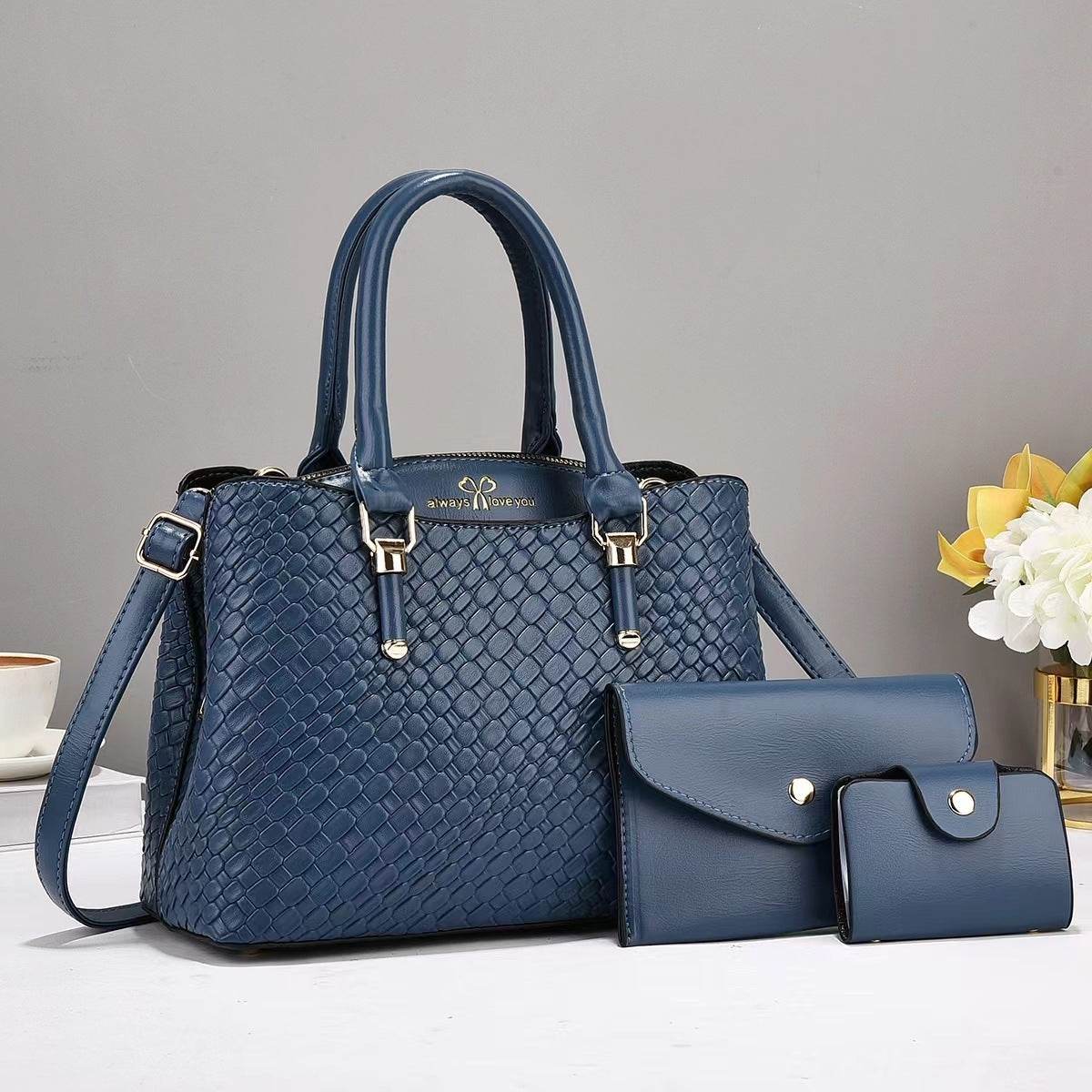 Woven Texture Three-piece Set Large Capacity One Shoulder Combination Bags women - www.Shopthatapp.com