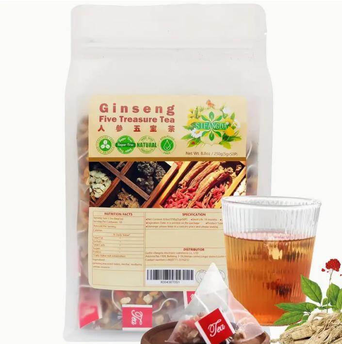 8.81 Oz Five Treasures Ginseng Tea - 250g, 50 Pieces, 5g - www.Shopthatapp.com