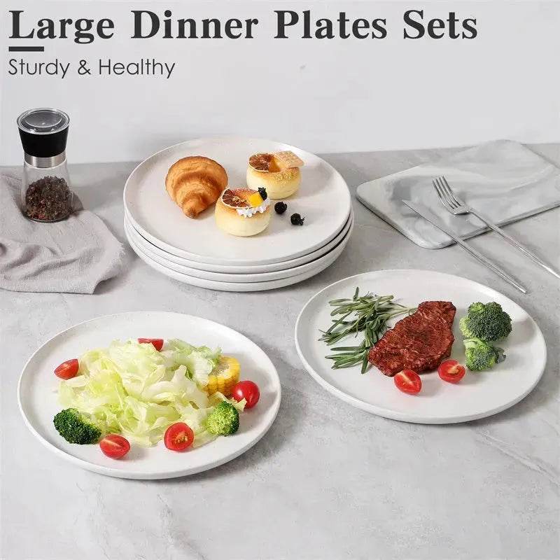 6PCS Flat Ceramic Steak Plate Salad Plates - www.Shopthatapp.com