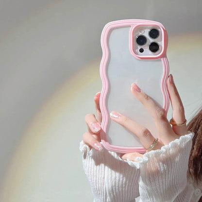 Wave Border Mobile Phone Case Solid Color Simple Candy Color - www.Shopthatapp.com