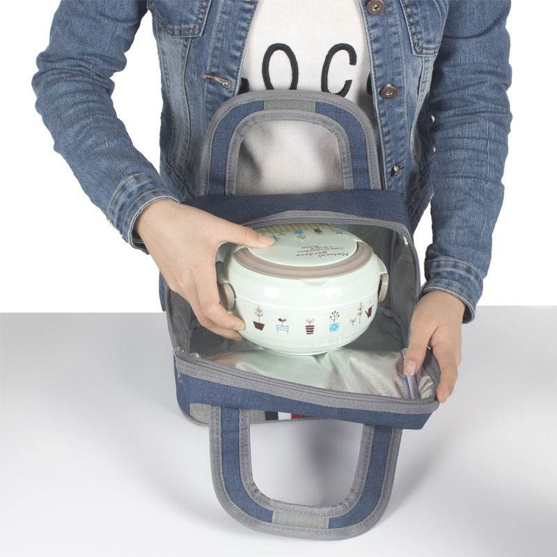 Women Fashion Thermal Insulated Denim Work Lunch Bag - www.Shopthatapp.com