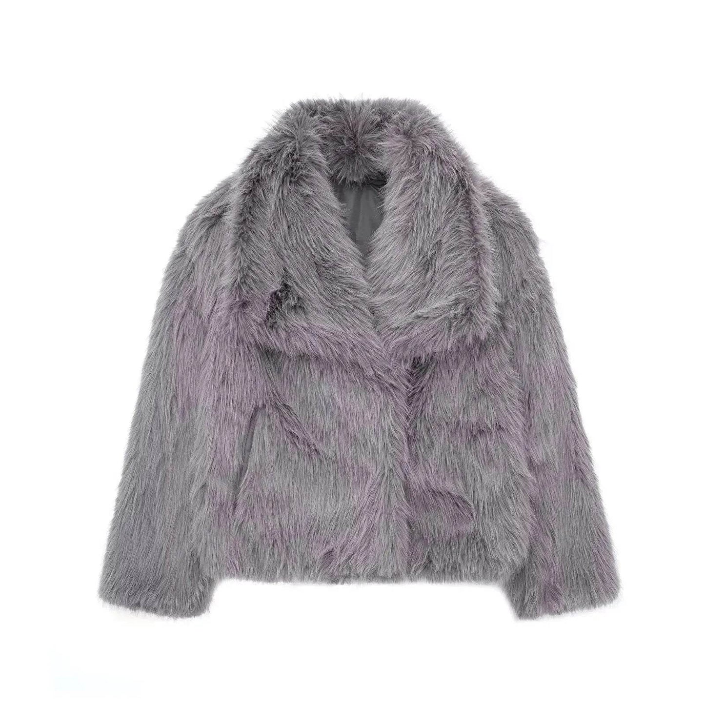 Winter Plush Open front Coat Thick lapel Outwear Faux Fur Coat women - www.Shopthatapp.com