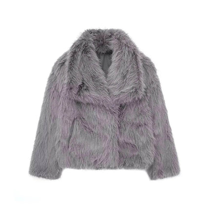 Winter Plush Open front Coat Thick lapel Outwear Faux Fur Coat women - www.Shopthatapp.com
