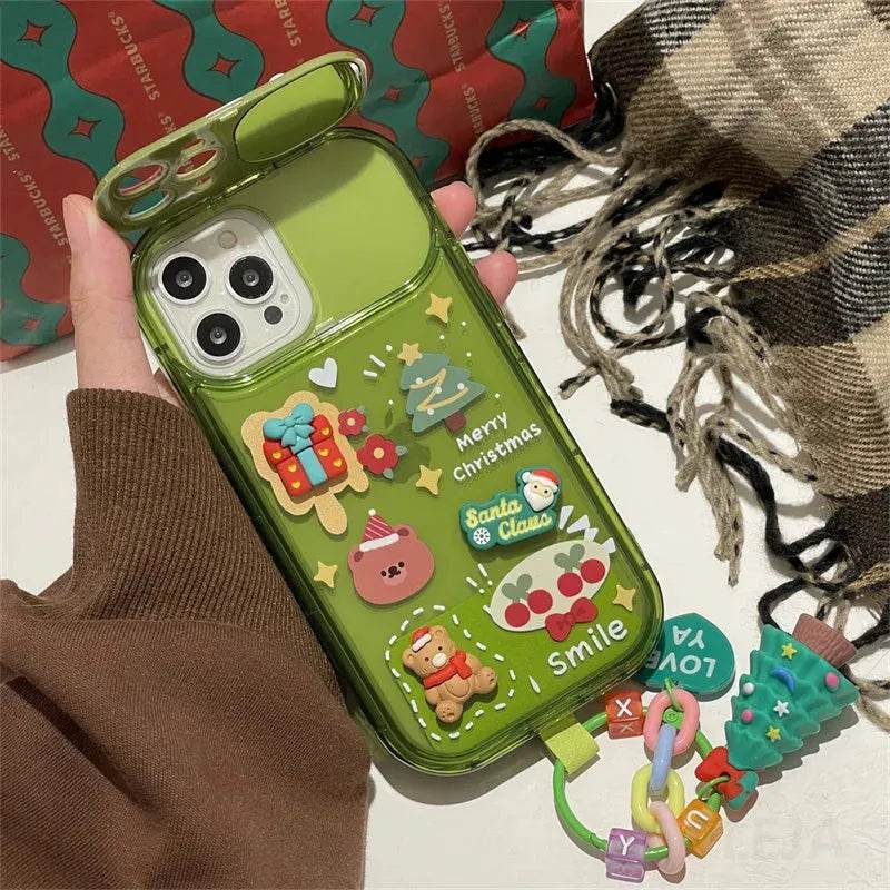 Christmas -Themed Silicone iphone Protective case with pendant girls - www.Shopthatapp.com