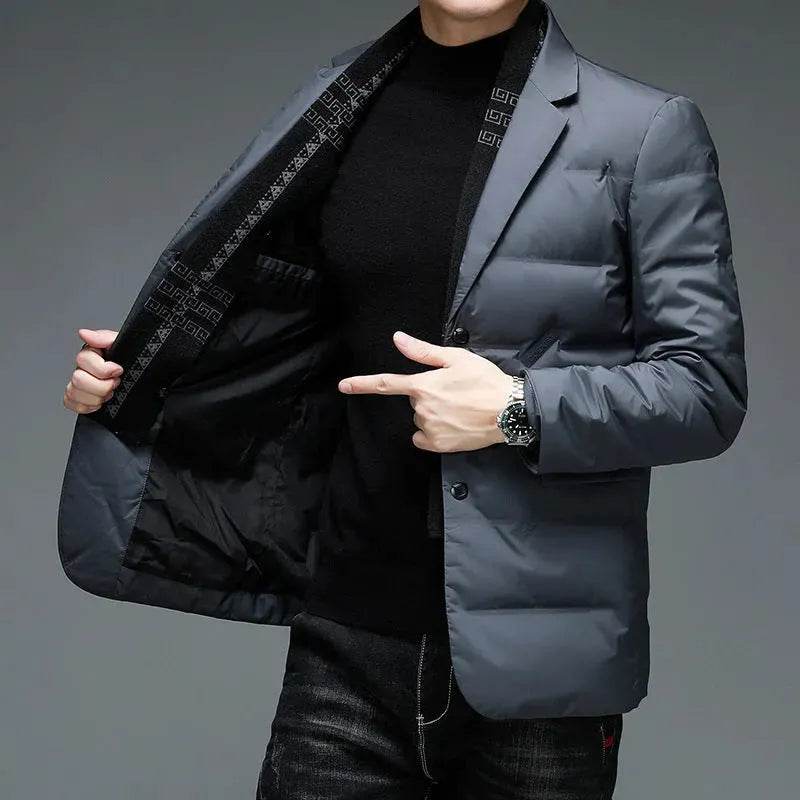 Winter Men's Suit Detachable Scarf Collar Casual Down Jacket - www.Shopthatapp.com