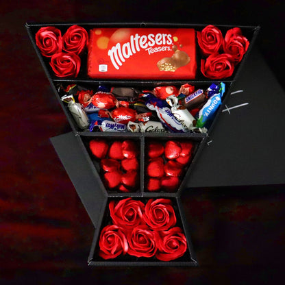 Celebrations Signature Chocolate Bouquet With Red Roses-Food and beverage-www.Shopthatapp.com-HamperWell