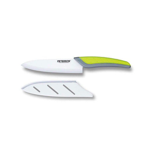 CERAMIC KNIFE: Green+Grey soft touch handle; White Ceramic Blade ... 6" Blade - www.Shopthatapp.com