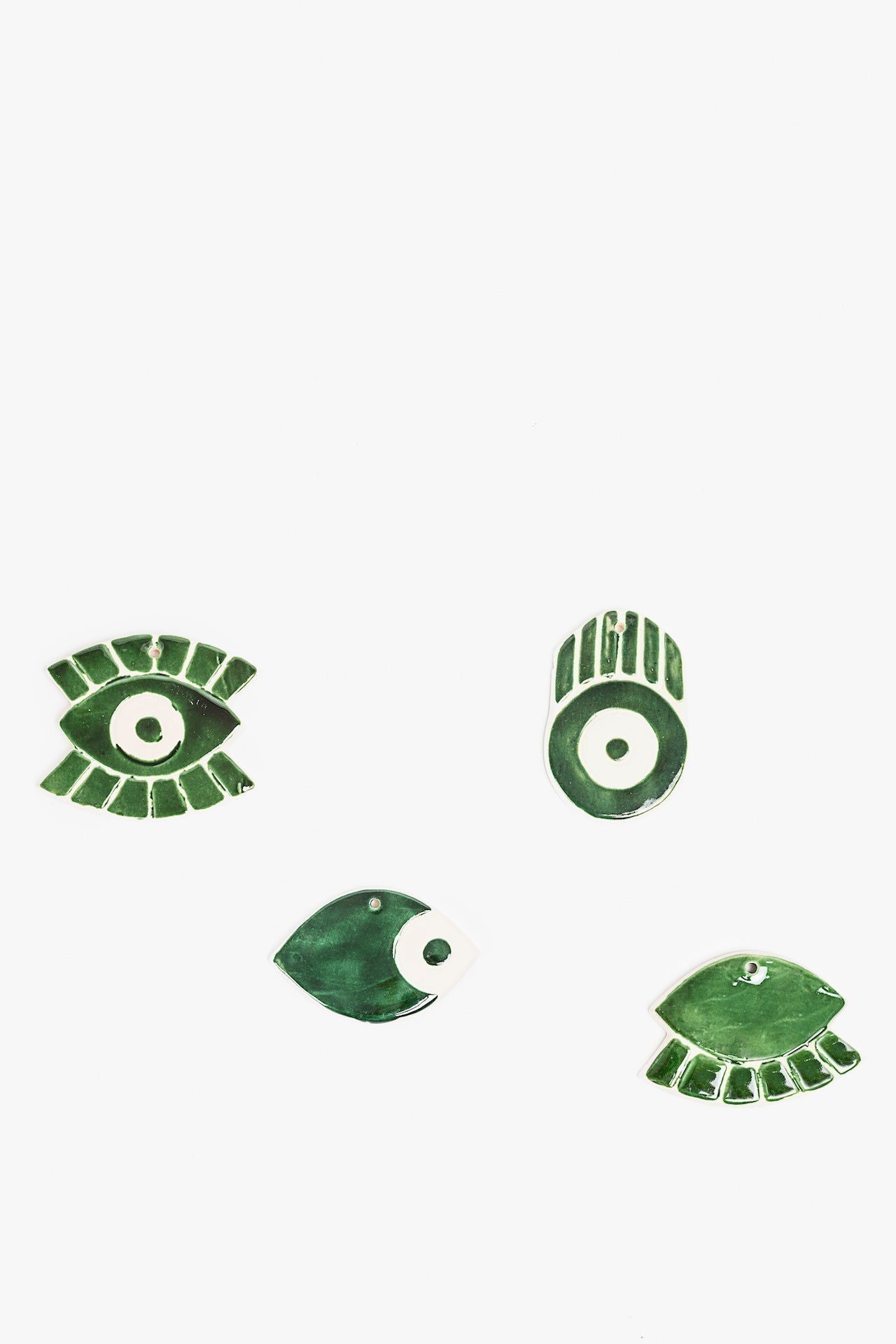 Ceramic Wall Ornament Set of 4- Deep Green - www.Shopthatapp.com