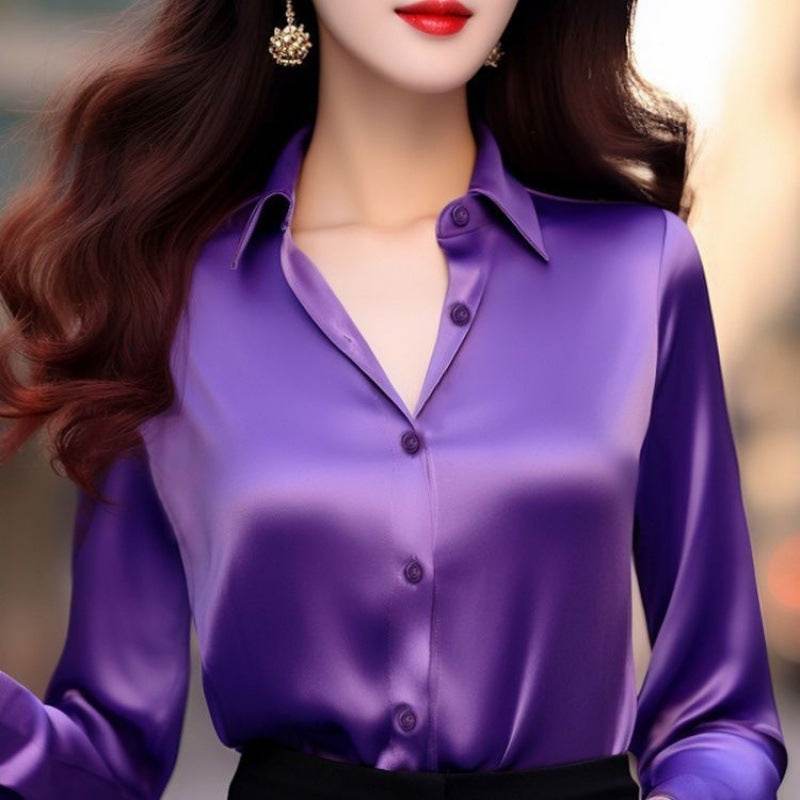 Professional Office Business Retro Unique Chic Satin Silk Blouse shirt Top for women - www.Shopthatapp.com