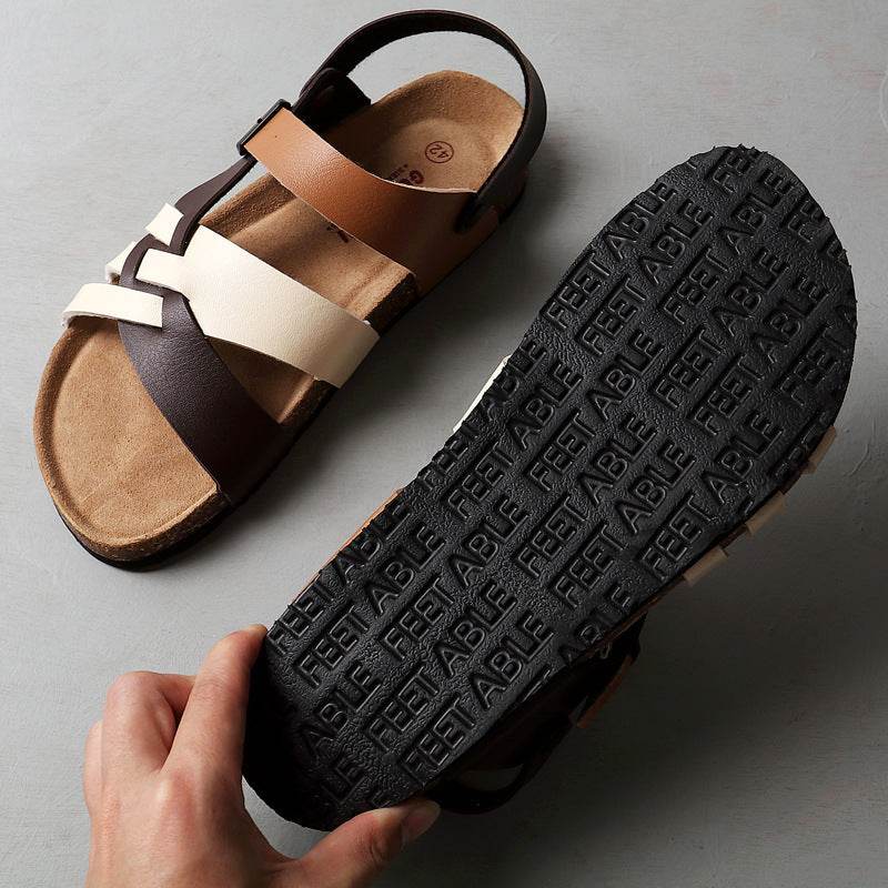 Men's Simple Hollow-out Flat Cork Slippers - www.Shopthatapp.com