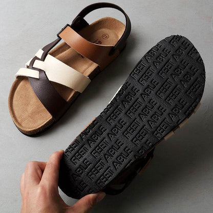 Men's Simple Hollow-out Flat Cork Slippers - www.Shopthatapp.com
