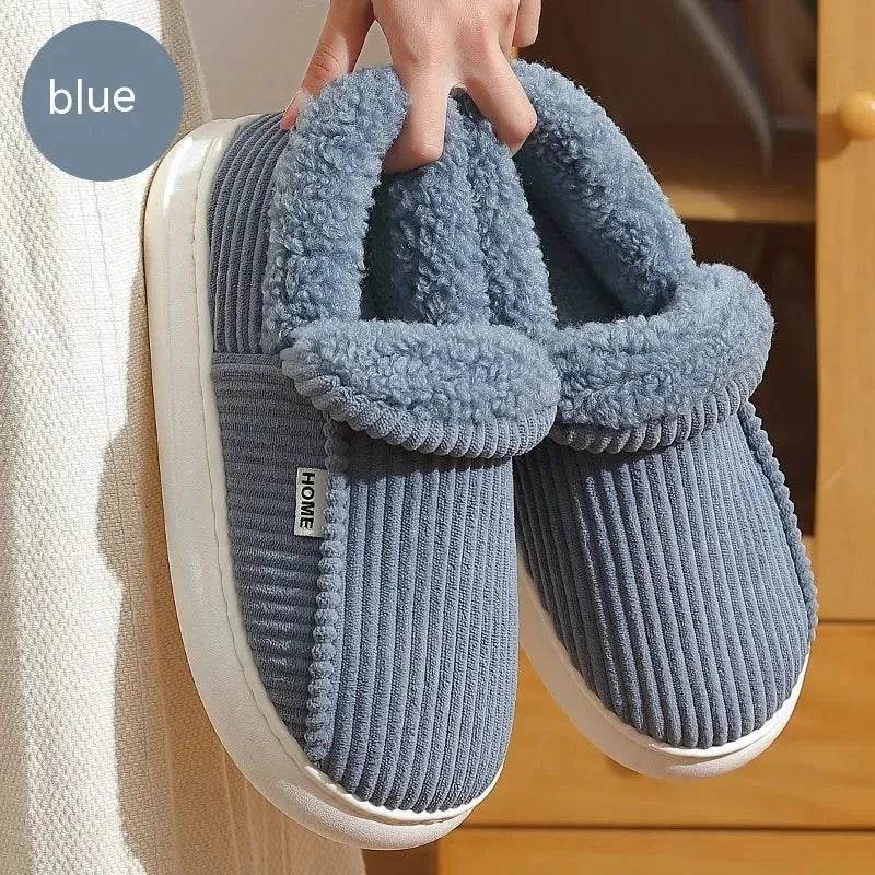 Ankle Wrap Cotton Slippers Winter Women's Plus Size Thickened Fleece-lined Warm Slugged Bottom - www.Shopthatapp.com