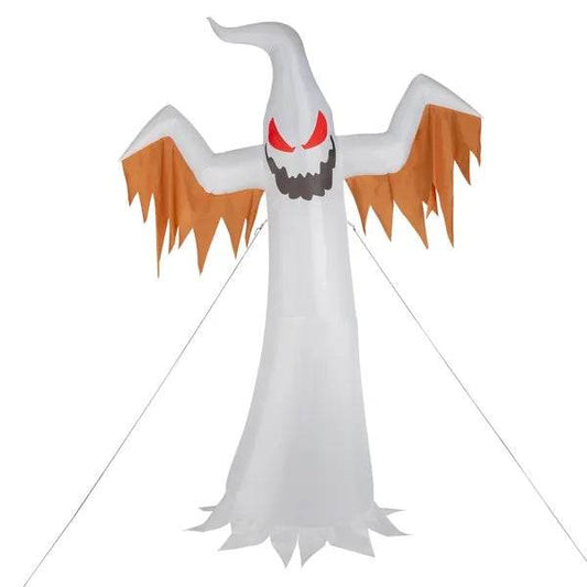 12ft 4pcs LED Lights Giant Scary Ghost Flames And Flashing Red Eyes Inflatable Halloween Decoration - www.Shopthatapp.com