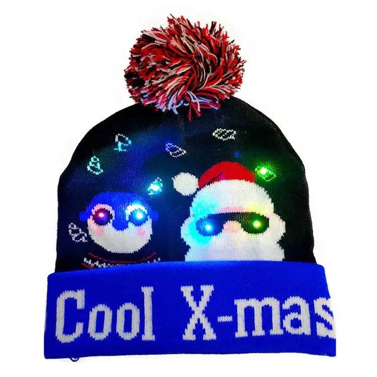 LED Christmas Hat Sweater Knitted Beanie Christmas Light Up Knitted Hat Christmas Gift  Kids Xmas New Year Decorations - www.Shopthatapp.com