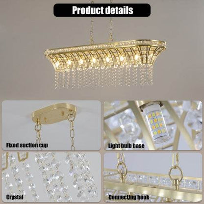 Modern Champagne Gold Kitchen Island Lamp - Oval Crystal Ceiling Chandelier - www.Shopthatapp.com