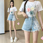 Exquisite Embroidered Flowers Denim Shorts For Women - www.Shopthatapp.com