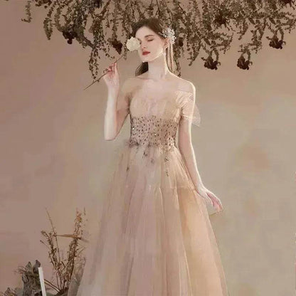 Champagne-colored Host Starry Sky Toasting Dress With Strapless - www.Shopthatapp.com