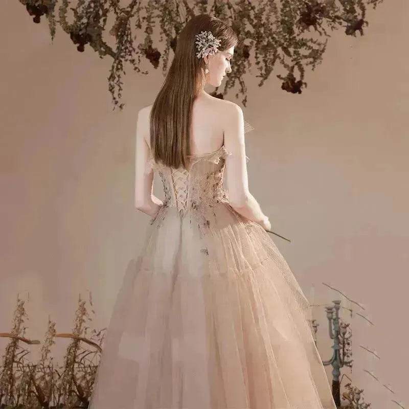 Champagne-colored Host Starry Sky Toasting Dress With Strapless - www.Shopthatapp.com