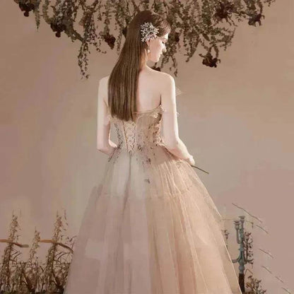 Champagne-colored Host Starry Sky Toasting Dress With Strapless - www.Shopthatapp.com