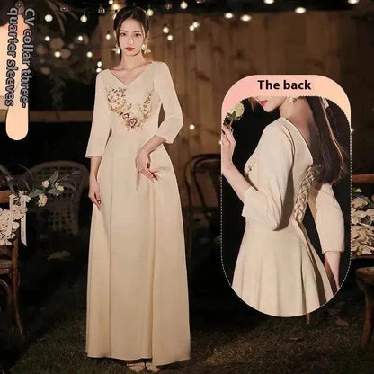 Champagne Wedding Bridesmaid Long Summer Dress - www.Shopthatapp.com