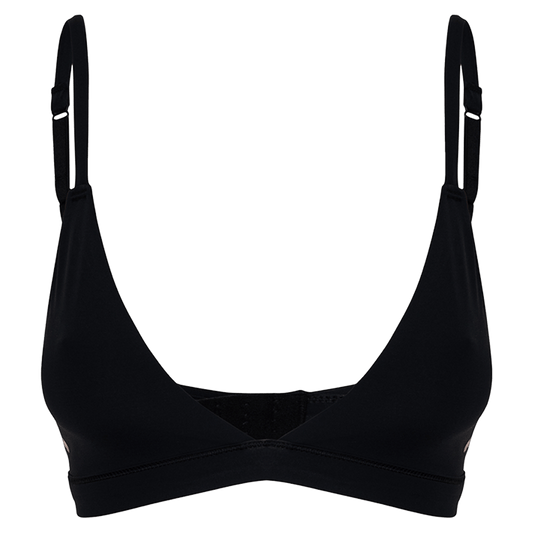 Cheeky Cherry ultra smooth triangle bralette in black for comfortable swimwear options