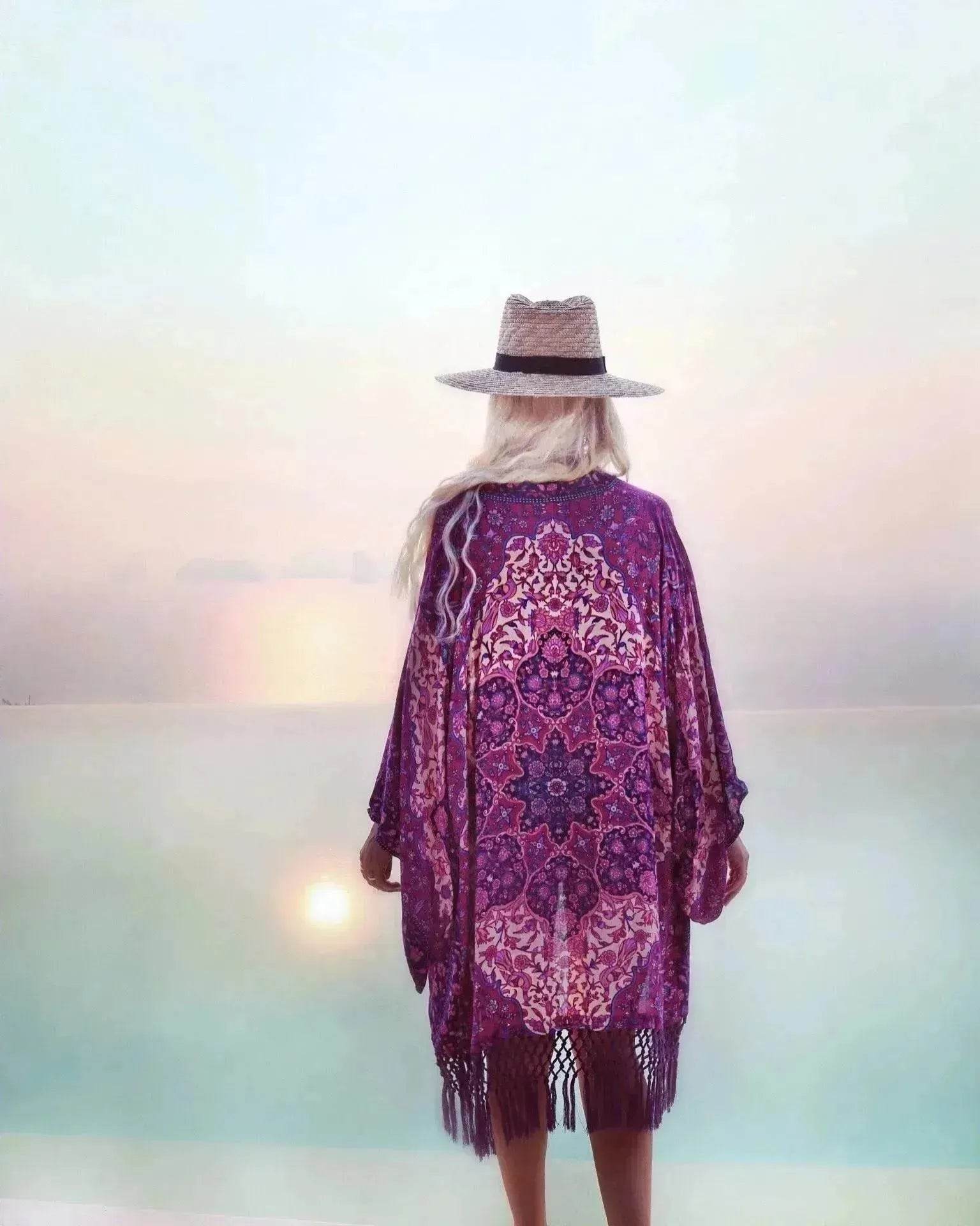 Chiffon Beach Resort Wear Purple Orientation Flower Beach Bikini - www.Shopthatapp.com