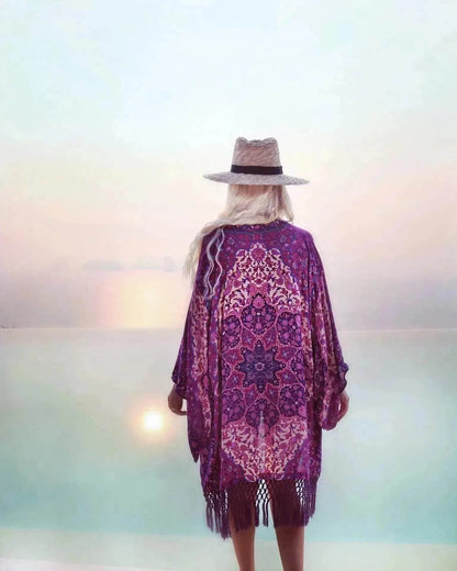 Chiffon Beach Resort Wear Purple Orientation Flower Beach Bikini - www.Shopthatapp.com