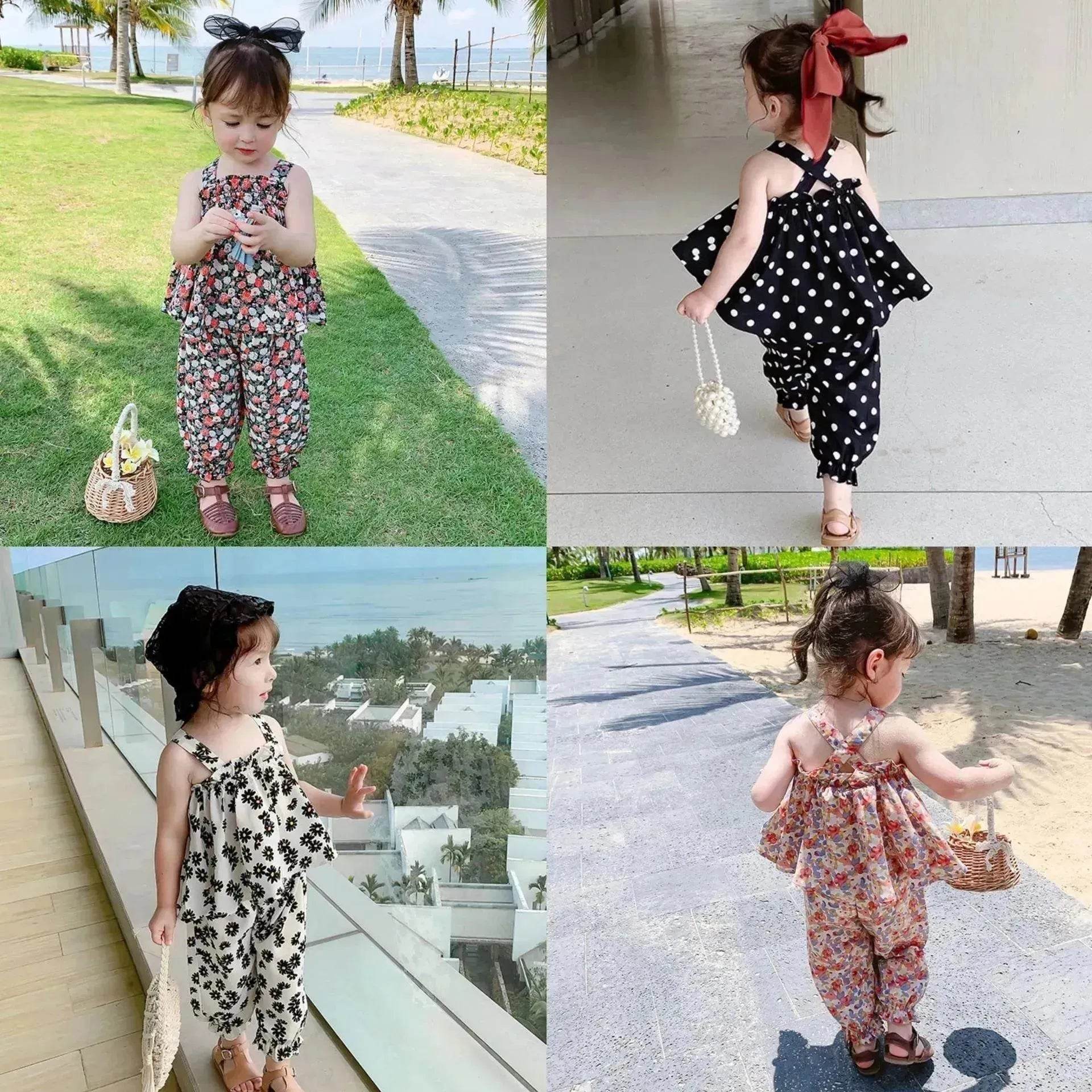 Chiffon vest trousers children's clothing summer new Baby Girl Cloth set - www.Shopthatapp.com