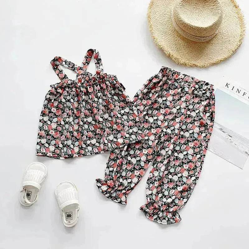 Chiffon vest trousers children's clothing summer new Baby Girl Cloth set - www.Shopthatapp.com