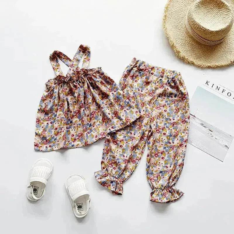 Chiffon vest trousers children's clothing summer new Baby Girl Cloth set - www.Shopthatapp.com