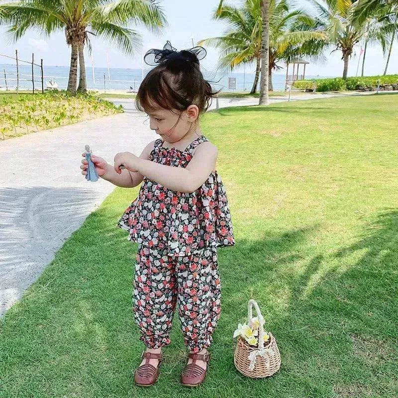 Chiffon vest trousers children's clothing summer new Baby Girl Cloth set - www.Shopthatapp.com