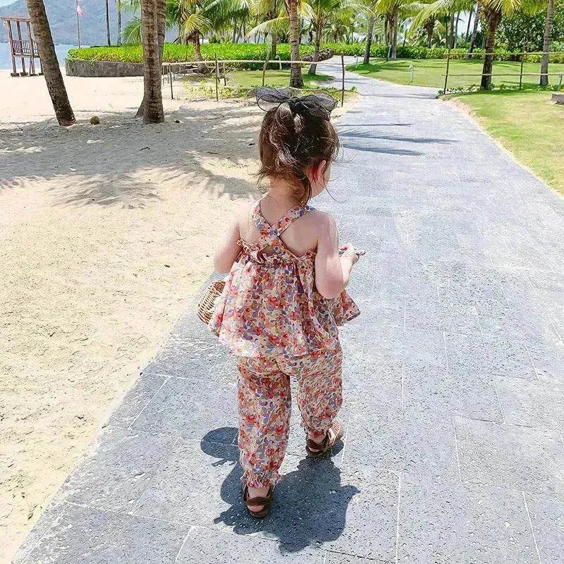 Chiffon vest trousers children's clothing summer new Baby Girl Cloth set - www.Shopthatapp.com