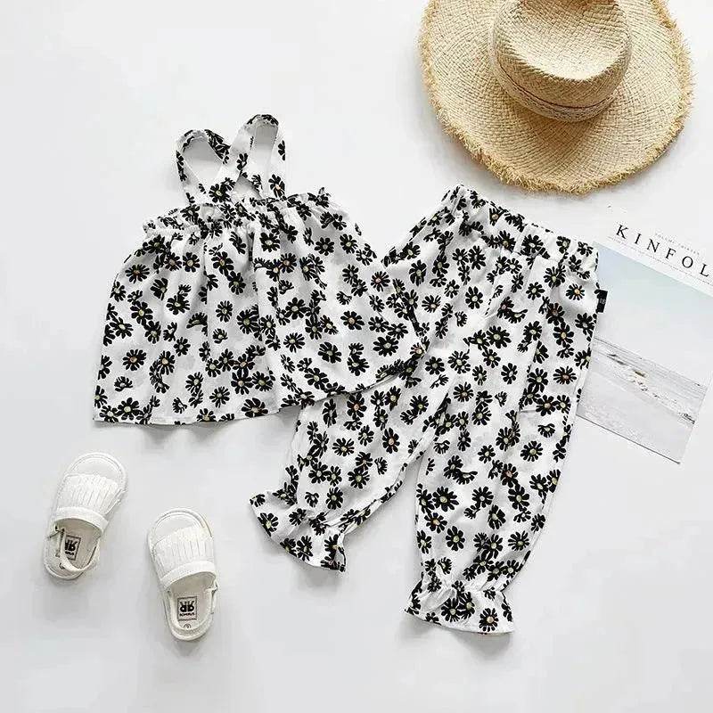 Chiffon vest trousers children's clothing summer new Baby Girl Cloth set - www.Shopthatapp.com
