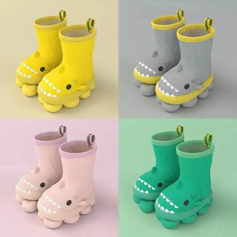 Children Boys Girls Cute Cartoon Waterproof Shoes Safety Rubber Shark Slippers Kids Rain Boots - www.Shopthatapp.com