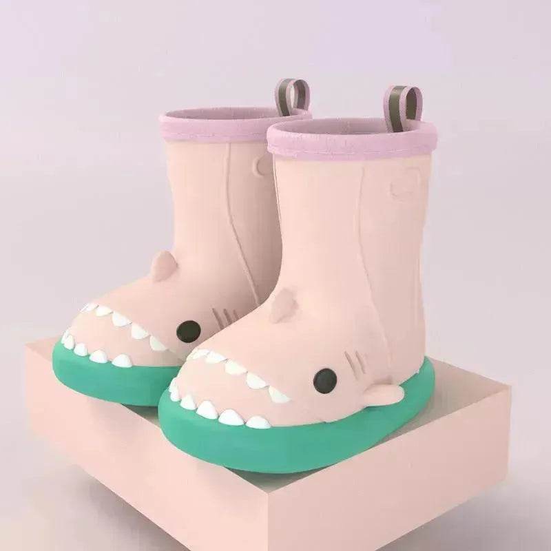 Children Boys Girls Cute Cartoon Waterproof Shoes Safety Rubber Shark Slippers Kids Rain Boots - www.Shopthatapp.com