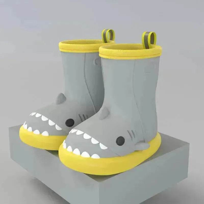 Children Boys Girls Cute Cartoon Waterproof Shoes Safety Rubber Shark Slippers Kids Rain Boots - www.Shopthatapp.com
