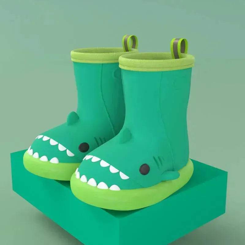 Children Boys Girls Cute Cartoon Waterproof Shoes Safety Rubber Shark Slippers Kids Rain Boots - www.Shopthatapp.com