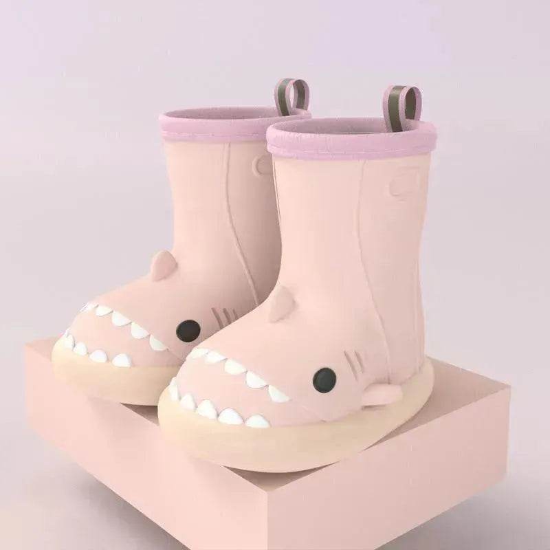 Children Boys Girls Cute Cartoon Waterproof Shoes Safety Rubber Shark Slippers Kids Rain Boots - www.Shopthatapp.com