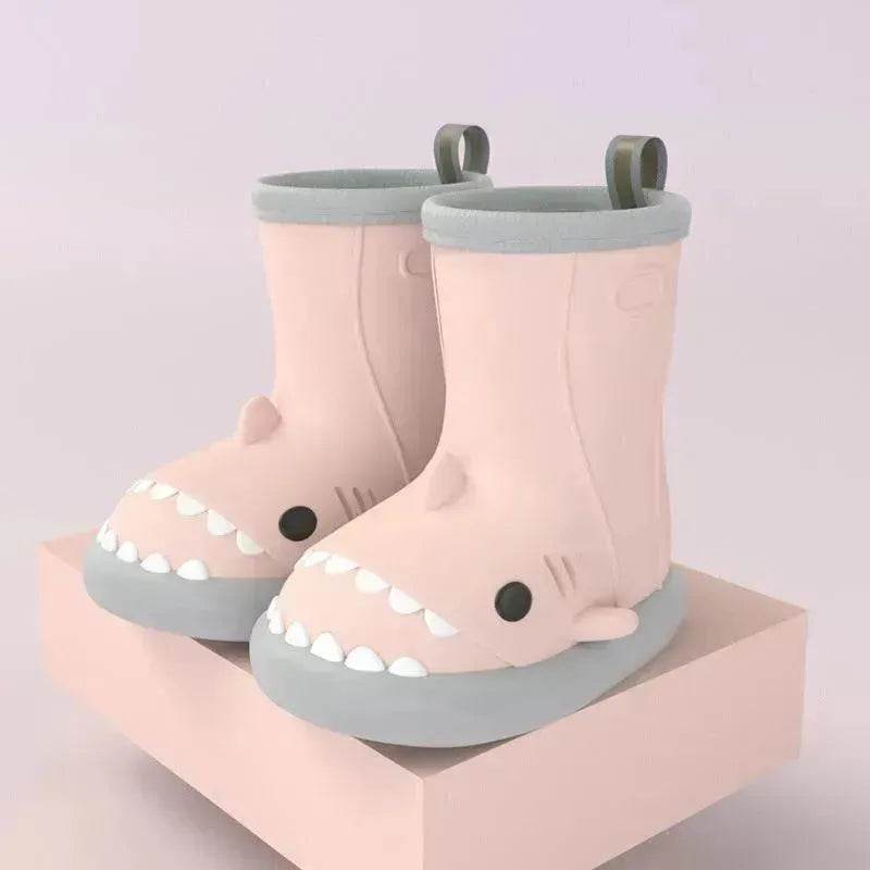 Children Boys Girls Cute Cartoon Waterproof Shoes Safety Rubber Shark Slippers Kids Rain Boots - www.Shopthatapp.com