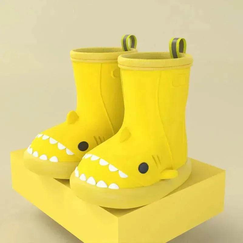 Children Boys Girls Cute Cartoon Waterproof Shoes Safety Rubber Shark Slippers Kids Rain Boots - www.Shopthatapp.com